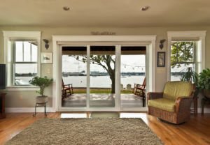 Large Sliding Glass Doors Installed on Waterfront RI Home by Marshall Building & Remodeling