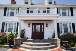 Three-story luxury home front entrance