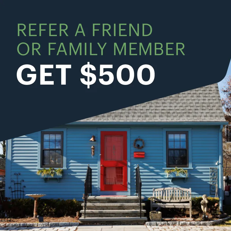 house with red door and referral bonus